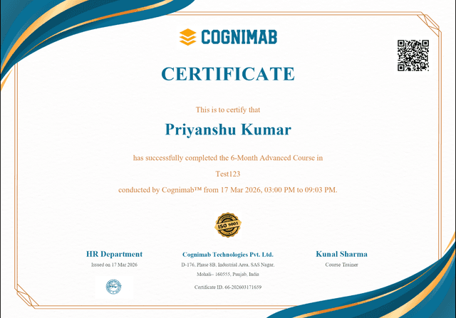 Cognimab Certificate Sample